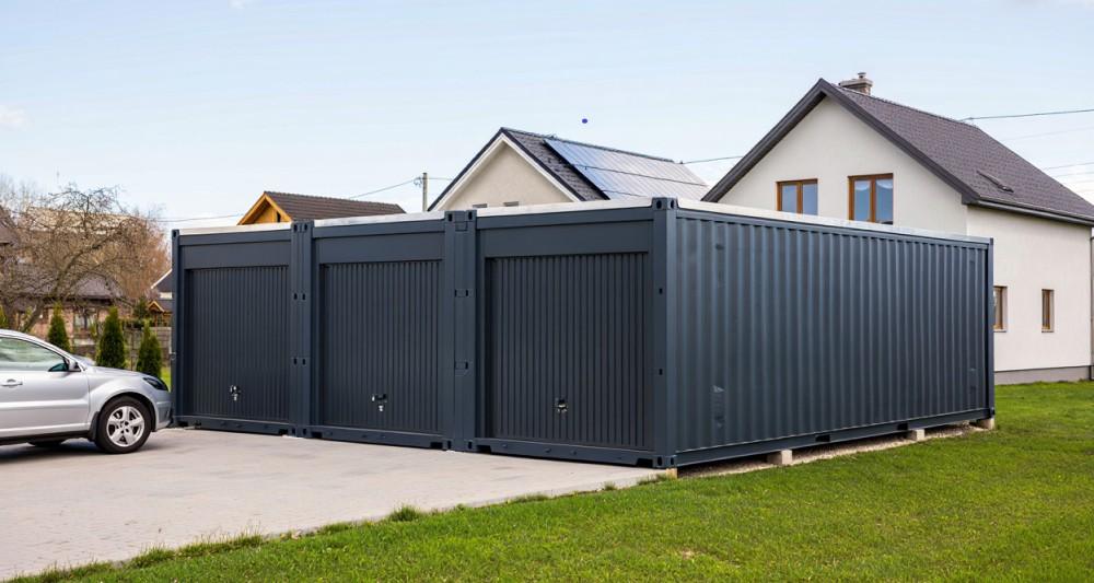 Présentation d'un garage container basique pour 3 voitures