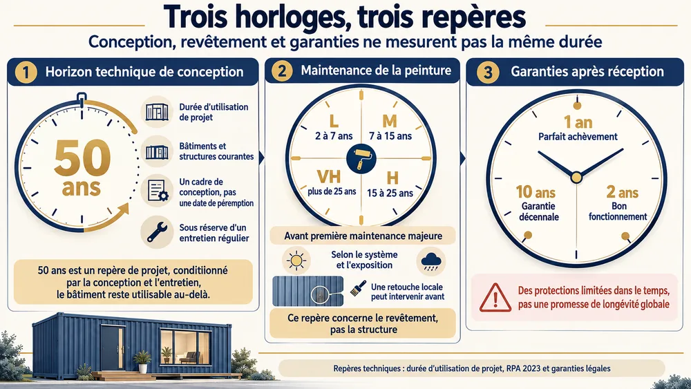 Trois horloges, trois repères : conception, revêtement et garanties ne mesurent pas la même durée